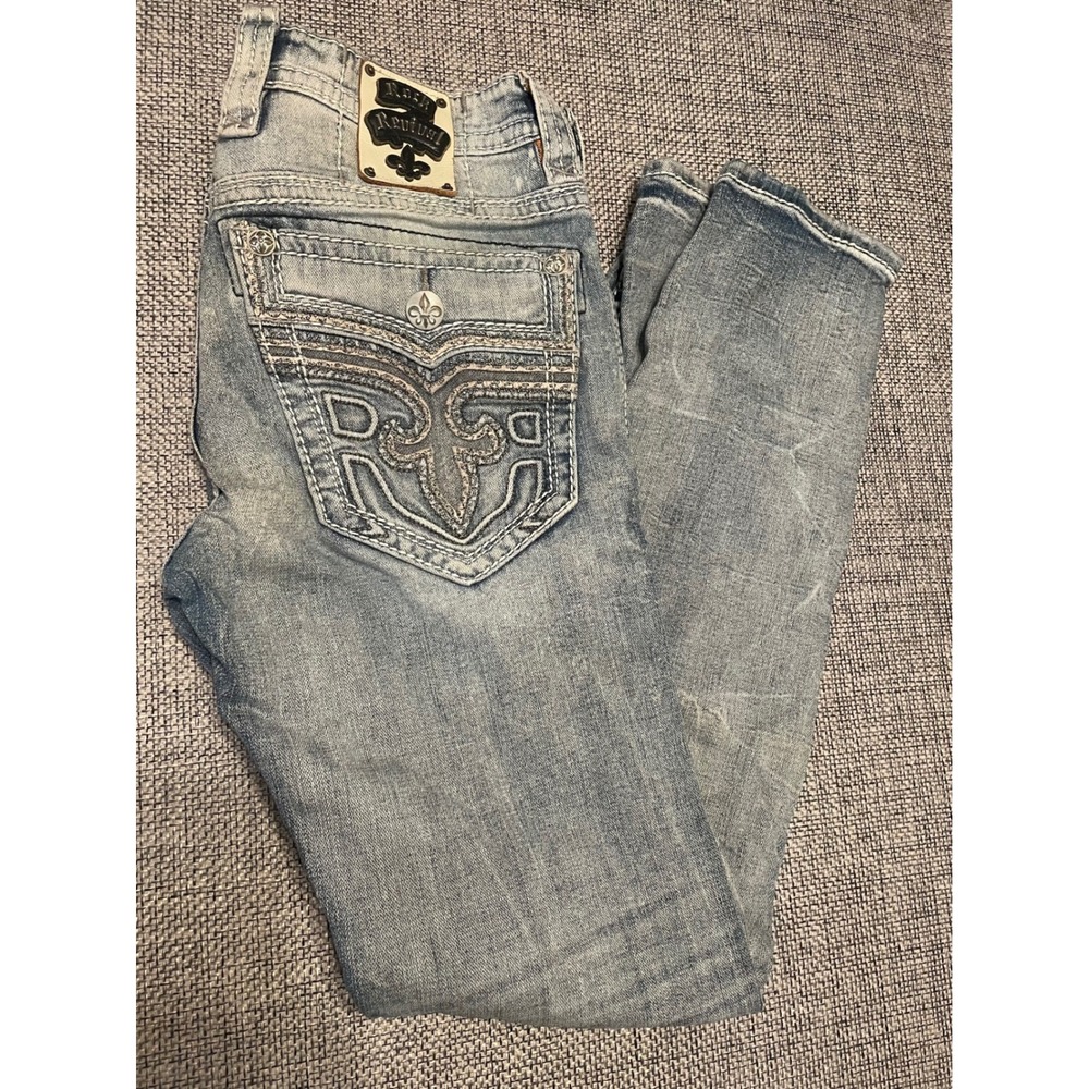 Rock Revival Lowry Alt Straight Jeans Light Wash Mens 32 RP9940A210